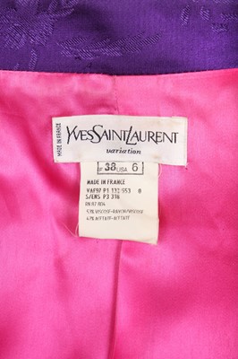 Lot 256 - An Yves Saint Laurent violet damask rayon-satin jacket, 1990s