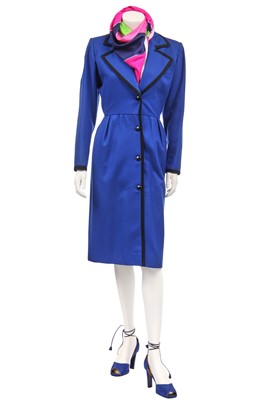 Lot 261 - An Yves Saint Laurent royal blue wool coat, 1980s