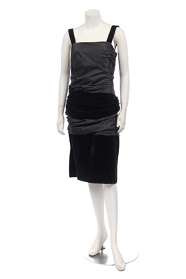 Lot 257 - An Yves Saint Laurent black taffeta and velvet cocktail dress, 1980s