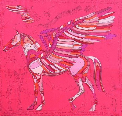 Lot 64 - An Hermès 'Le Pégase d'Hèrmes' silk scarf...