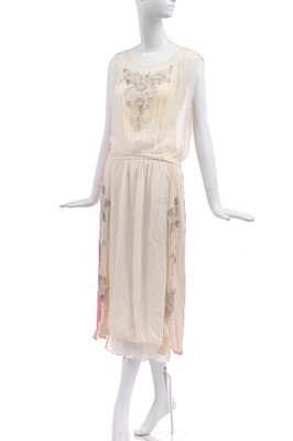 Lot 258 - A Jeanne Lanvin couture ivory and pink chiffon evening or bridal gown, circa 1924