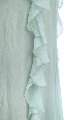 Lot 255 - A Jean Patou couture aqua chiffon bias-cut gown, circa 1931