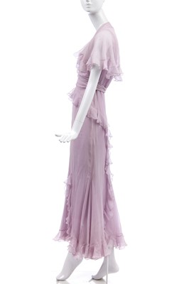 Lot 256 - A Jean Patou couture pale lilac chiffon dress, circa 1931