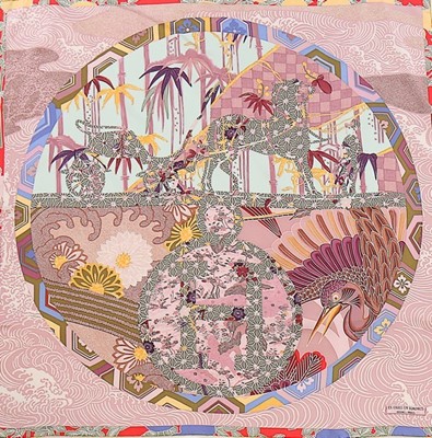 Lot 65 - An Hermès 'Ex-Libris En Kimono' silk scarf...