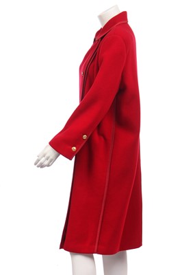 Lot 40 - A Chanel red wool mid-length coat, 1980s-early 1990s