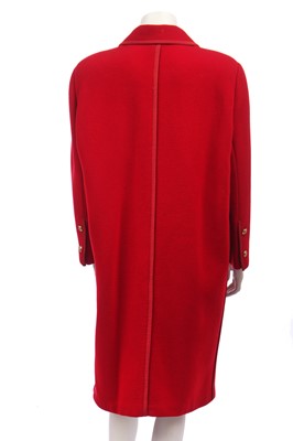 Lot 40 - A Chanel red wool mid-length coat, 1980s-early 1990s