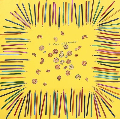 Lot 66 - An Hermès 'A Vos Crayons' silk scarf designed...