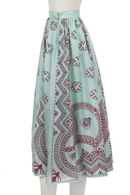 Lot 302 - A Bill Gibb printed pale-aqua silk skirt, 1970s