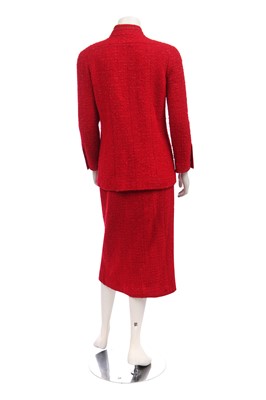 Lot 32 - A Chanel red bouclé wool suit, Autumn-Winter 1983-84