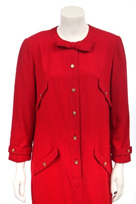 Lot 41 - A Chanel red wool dress, 1980s