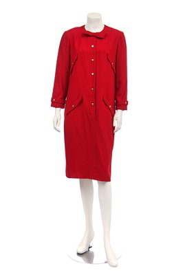 Lot 41 - A Chanel red wool dress, 1980s