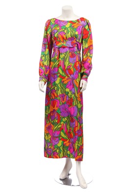 Lot 319 - A Lanvin floral printed silk dress, 1960s