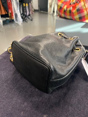 Lot 3 - A Chanel black leather bucket bag, circa 1988