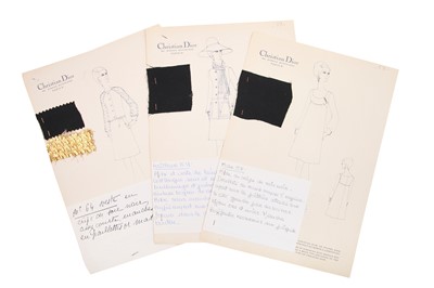 Lot 207 - Christian Dior by Marc Bohan couture fashion sketches, Autumn-Winter 1968-69