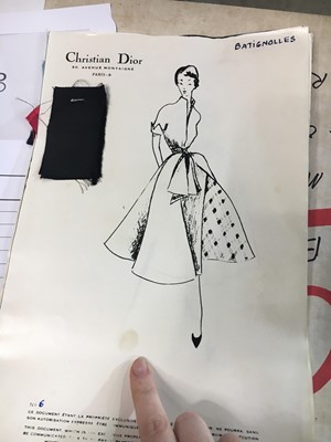 Lot 247 - Christian Dior couture fashion sketches, 'Trompe l'Oeil line,' Spring-Summer 1949