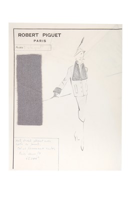 Lot 242 - Robert Piguet couture fashion sketches, probably Autumn-Winter 1949 and Spring-Summer 1950