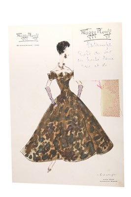 Lot 240 - Maggy Rouff couture fashion sketches, mainly late 1950s