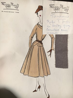 Lot 240 - Maggy Rouff couture fashion sketches, mainly late 1950s
