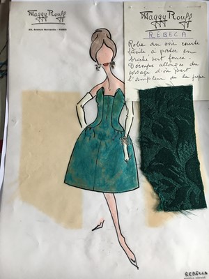 Lot 240 - Maggy Rouff couture fashion sketches, mainly late 1950s