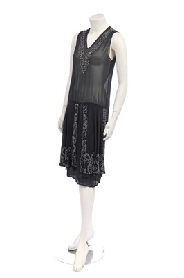 Lot 388 - A beaded black chiffon flapper dress, circa 1925