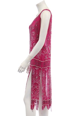 Lot 264 - A beaded raspberry-pink chiffon flapper dress, circa 1926
