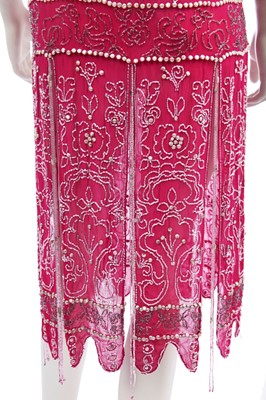 Lot 264 - A beaded raspberry-pink chiffon flapper dress, circa 1926