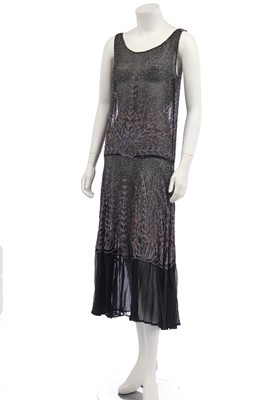 Lot 262 - A beaded black muslin flapper dress, circa 1928