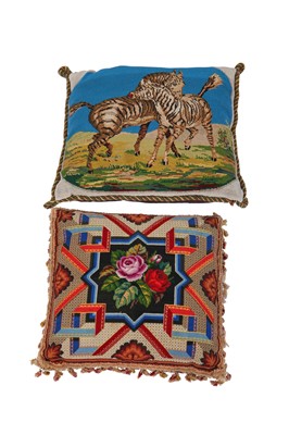 Lot 465 - Victorian beadwork and embroidered cushions and panels