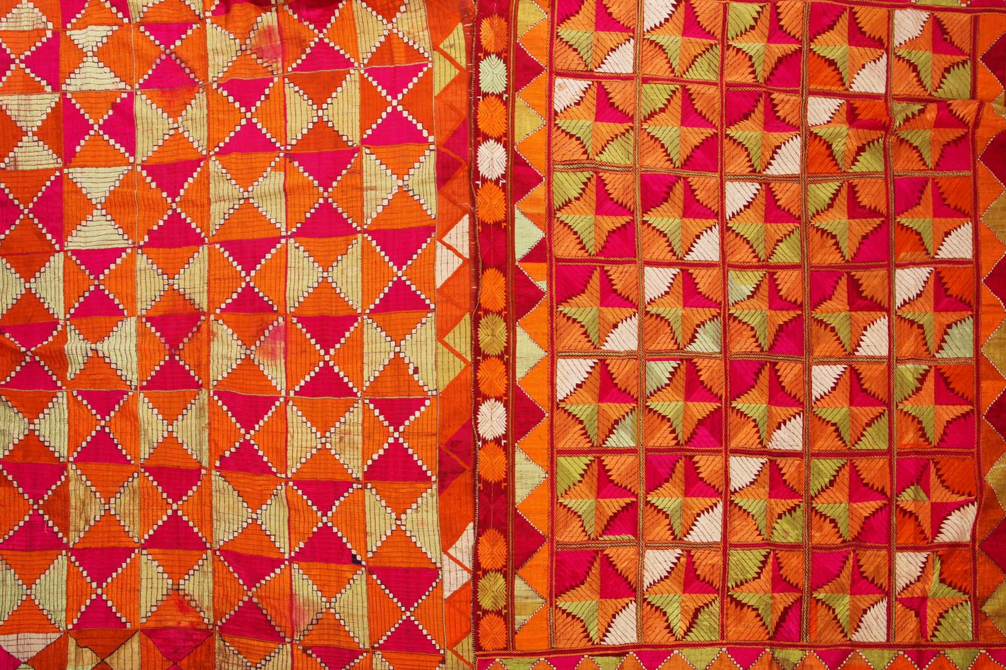 Lot 477 - A group of Phulkari shawls, head covers, Punjab, Pakistan, 20th century