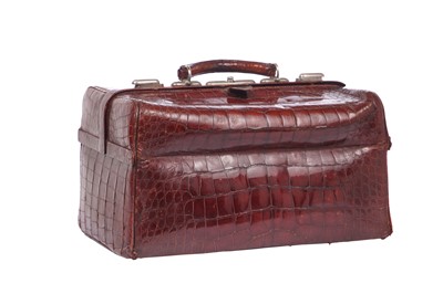 Lot 371 - A crocodile dressing case, circa 1920, and other bags