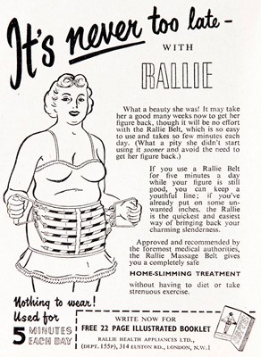 Lot 342 - A Rallie Health Appliances waist-slimming exercise belt, 1950s