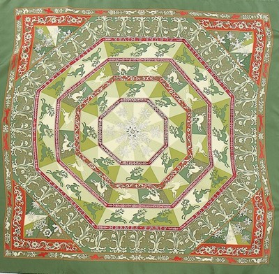 Lot 17 - An Hermès 'Fleurs d'Hiver' silk scarf, design...