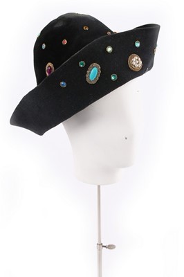 Lot 70 - A Christian Lacroix jewelled felted plush hat,...