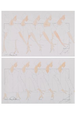 Lot 167 - John Galliano original studio sketches, Spring-Summer 1987