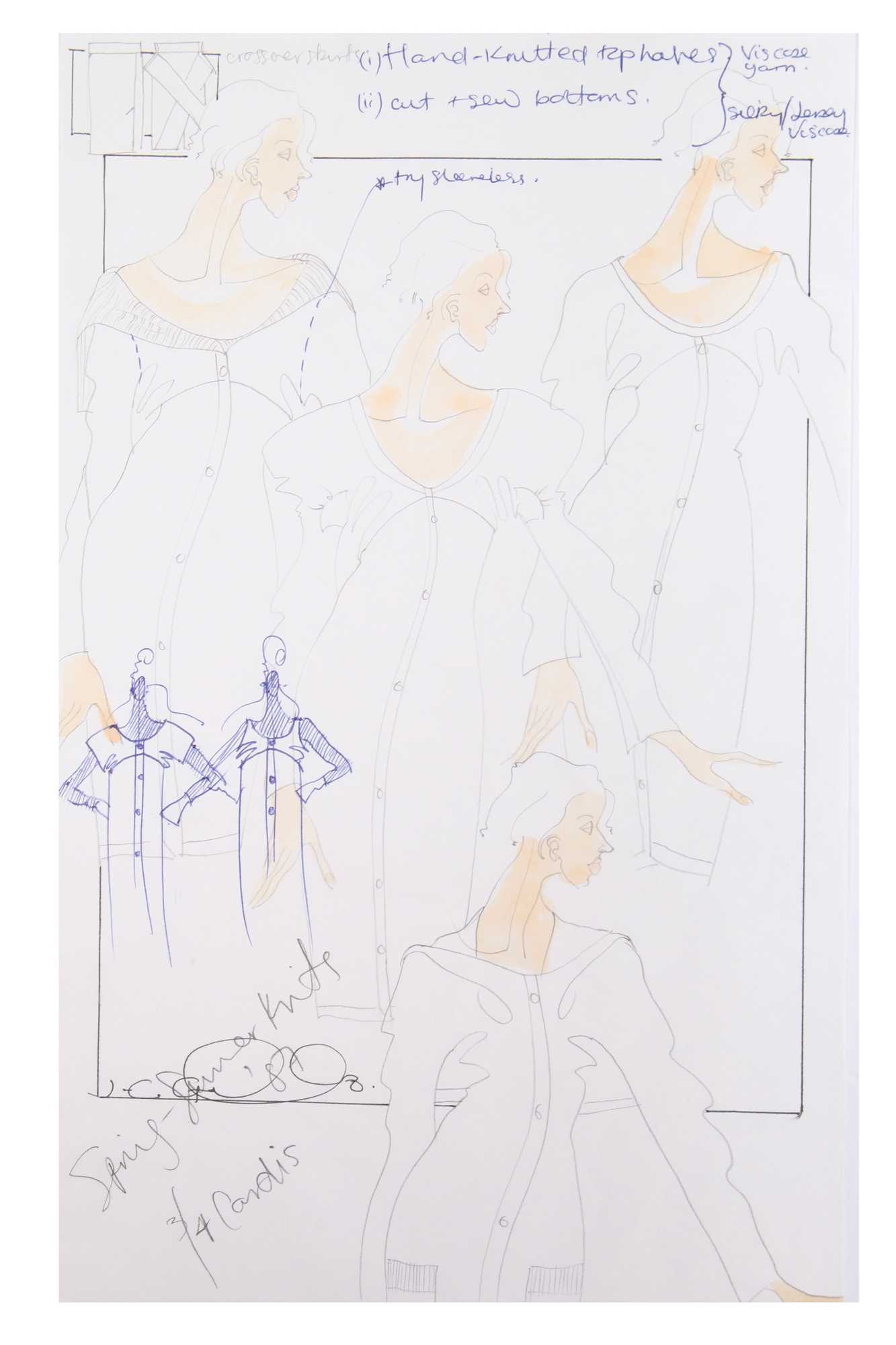 Lot 168 - John Galliano original studio sketches, 'Knits', Spring-Summer 1987