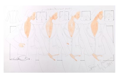 Lot 165 - John Galliano original studio sketches, Spring-Summer 1987