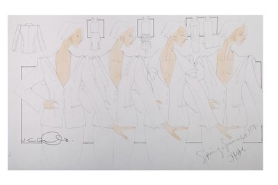 Lot 166 - John Galliano original studio sketches, Spring-Summer 1987
