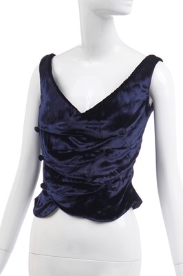 Lot 157 - A Vivienne Westwood blue velvet corset bodice, 'Showroom' collection, Autumn-Winter 1999-2000