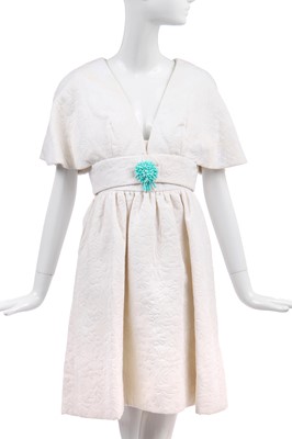 Lot 417 - Elizabeth Taylor's white matelassé cotton cocktail ensemble, circa 1965