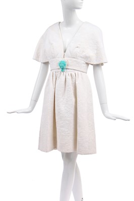 Lot 417 - Elizabeth Taylor's white matelassé cotton cocktail ensemble, circa 1965