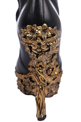 Lot 97 - A pair of Alexander McQueen black leather thigh-high boots, 'Angels & Demons' collection, Autumn-Winter 2010-11