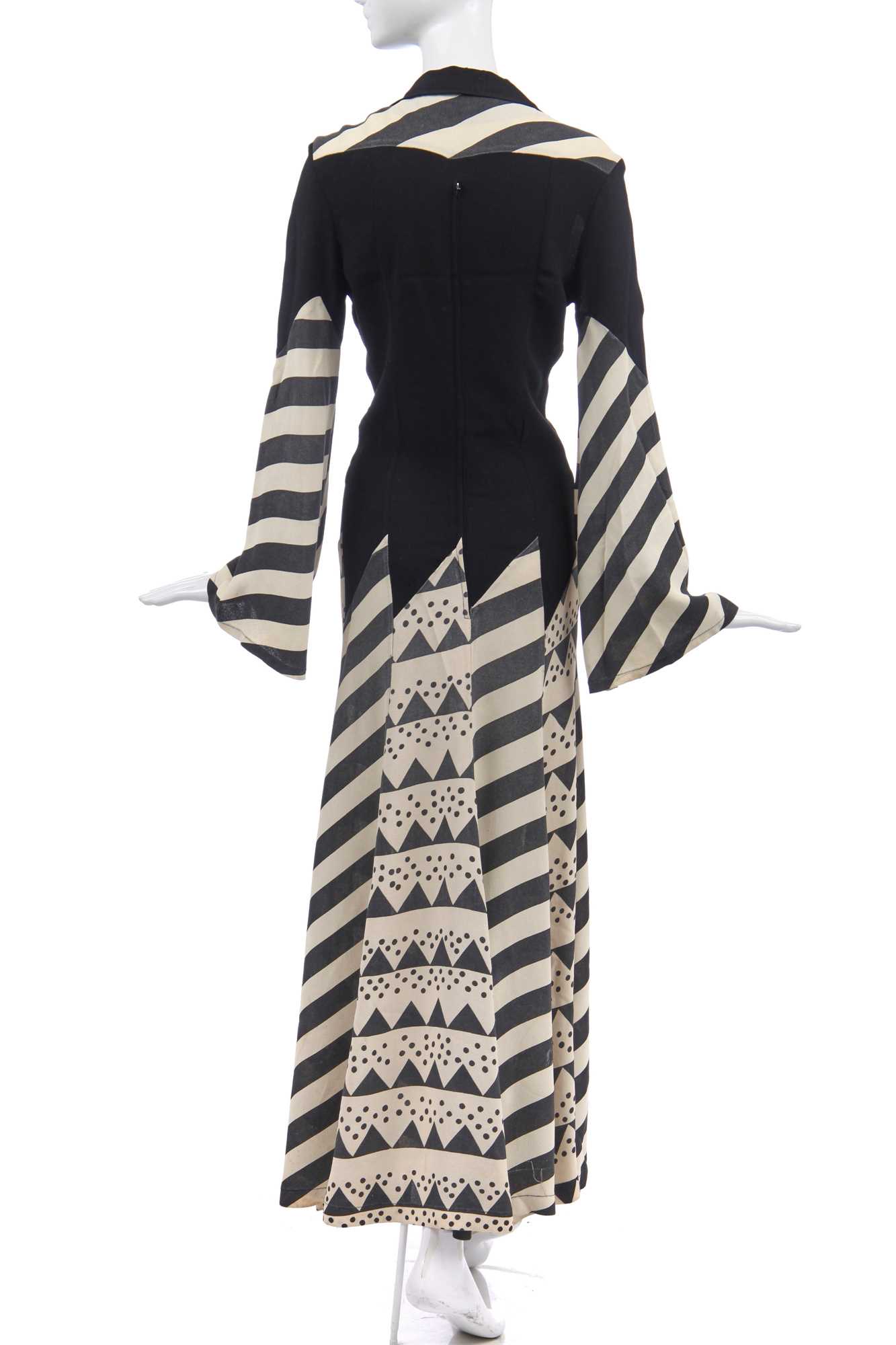 Lot 200 - An Ossie Clark black and white maxi dress,