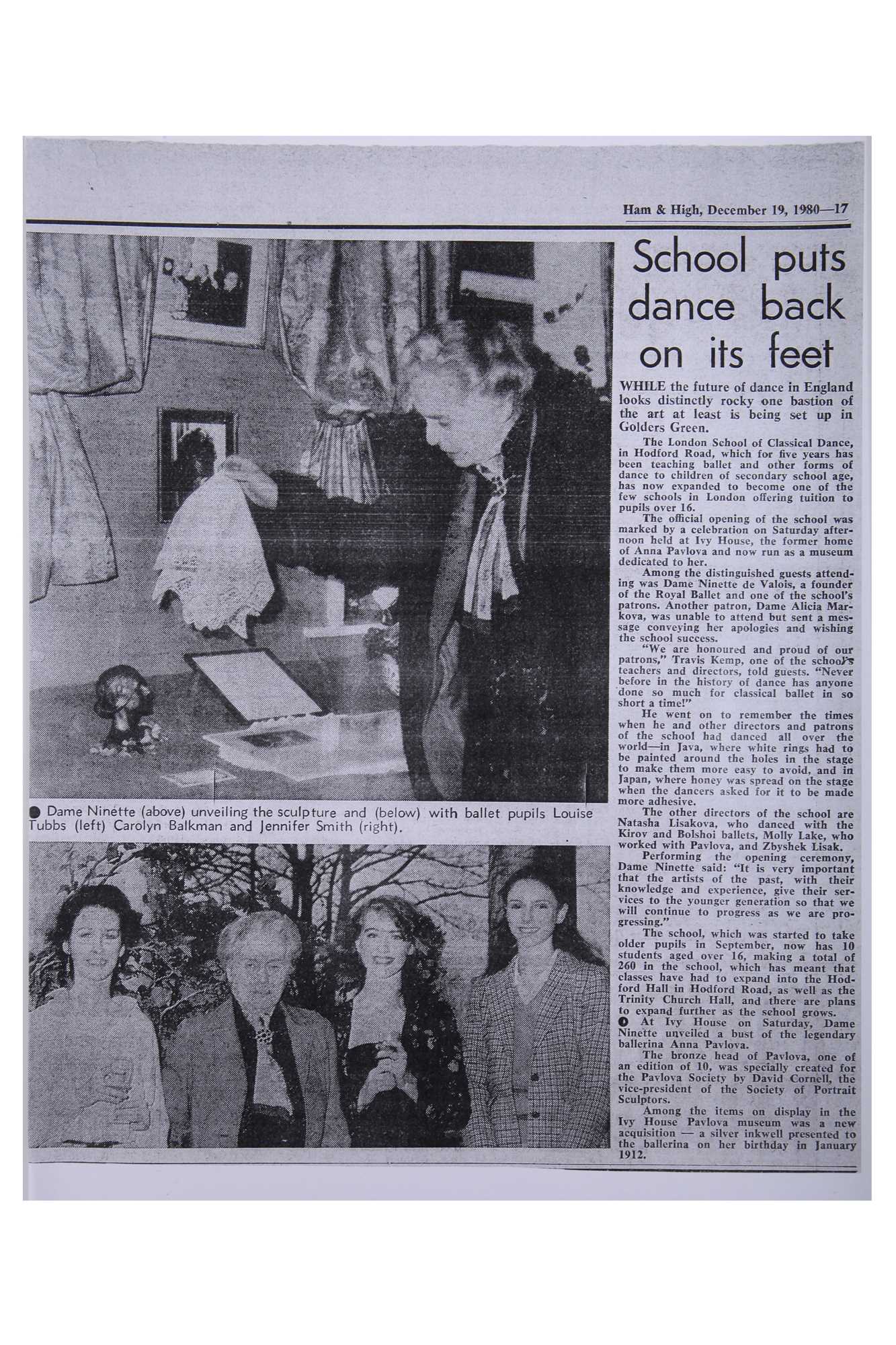 Lot 315 A David Cornell bronze bust of Anna Pavlova,