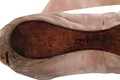 Lot 340 - Anna Pavlova's pointe shoe, worn in her last performance in London, 1930