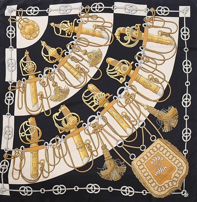 Lot 18 - An Hermès 'Cliquetis' silk scarf, design by...