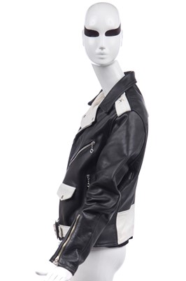Lot 76 - Jordan's black and white leather jacket, circa 2015
