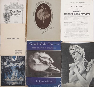 Lot 322 - A large group of Pavlova-related programmes, 1911 to 1931