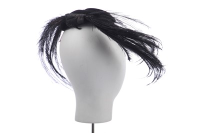 Lot 230 - A rare Christian Dior velvet and feather hat, circa 1950