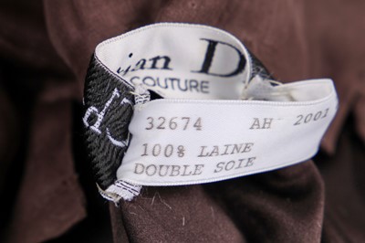 Lot 105 - A Christian Dior by John Galliano couture brown moss-crêpe suit, Autumn-Winter 2001-02