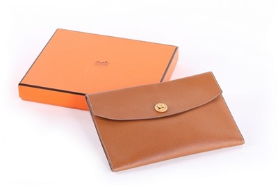Lot 2 - An Hermès tan epsom leather 'Rio' clutch bag,...
